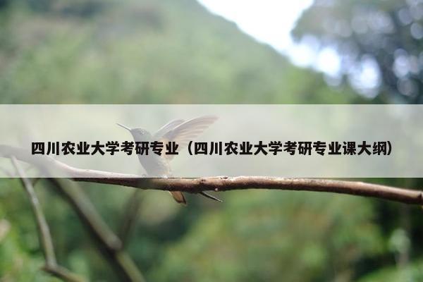 四川农业大学考研专业（四川农业大学考研专业课大纲）
