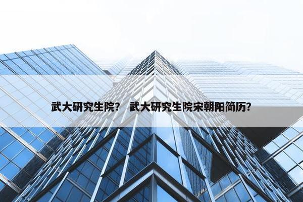 武大研究生院？ 武大研究生院宋朝阳简历？