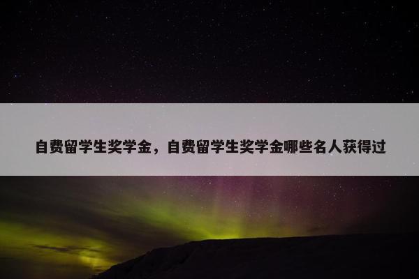 自费留学生奖学金，自费留学生奖学金哪些名人获得过