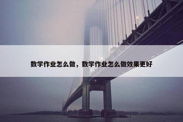数学作业怎么做，数学作业怎么做效果更好