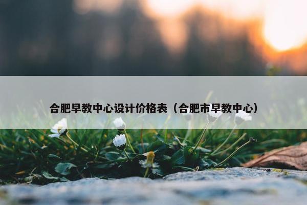 合肥早教中心设计价格表（合肥市早教中心）