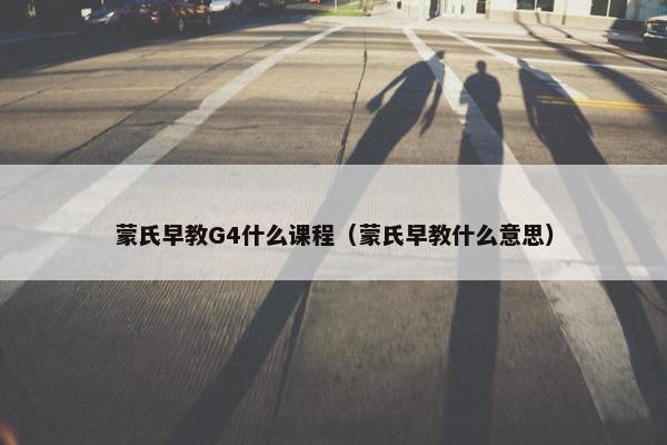 蒙氏早教G4什么课程（蒙氏早教什么意思）