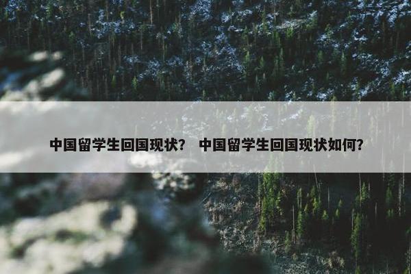 中国留学生回国现状？ 中国留学生回国现状如何？