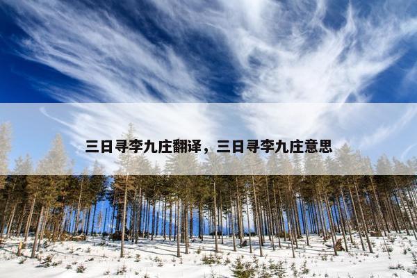 三日寻李九庄翻译，三日寻李九庄意思