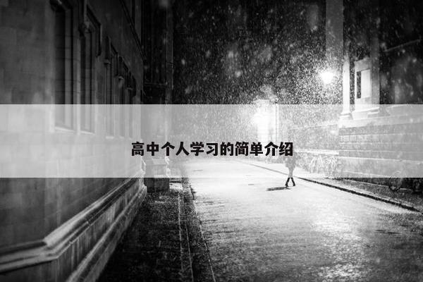 高中个人学习的简单介绍