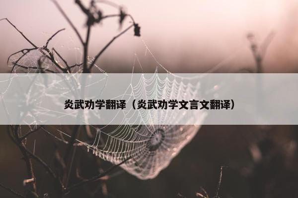 炎武劝学翻译（炎武劝学文言文翻译）