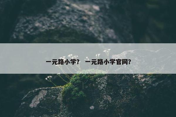 一元路小学？ 一元路小学官网？