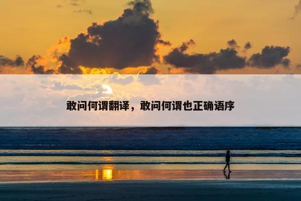敢问何谓翻译，敢问何谓也正确语序