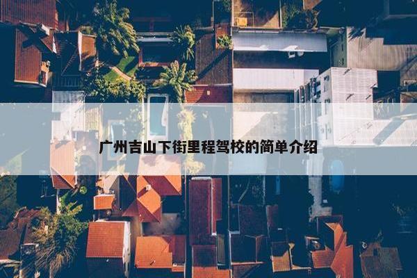 广州吉山下街里程驾校的简单介绍
