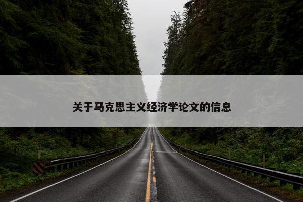 关于马克思主义经济学论文的信息