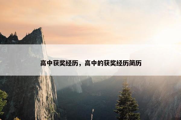 高中获奖经历，高中的获奖经历简历