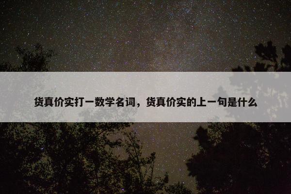 货真价实打一数学名词，货真价实的上一句是什么