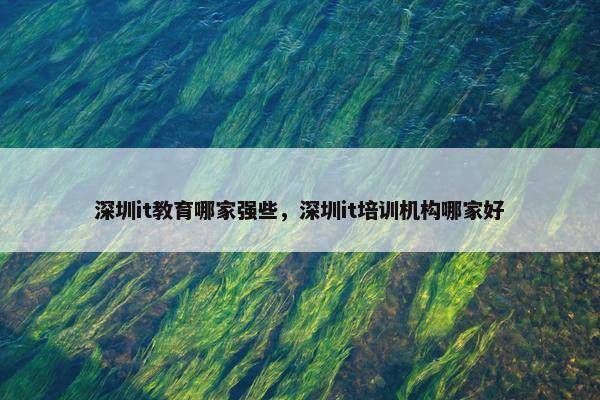 深圳it教育哪家强些，深圳it培训机构哪家好