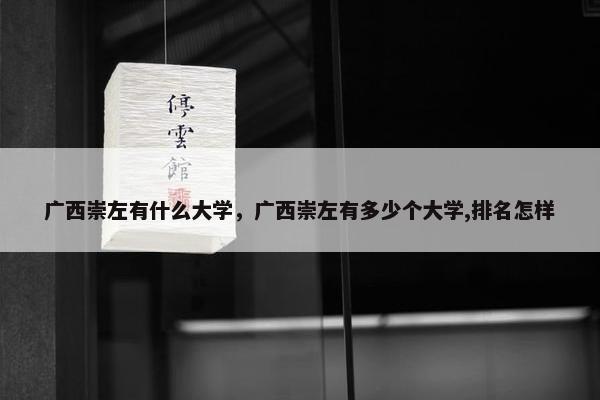 广西崇左有什么大学，广西崇左有多少个大学,排名怎样
