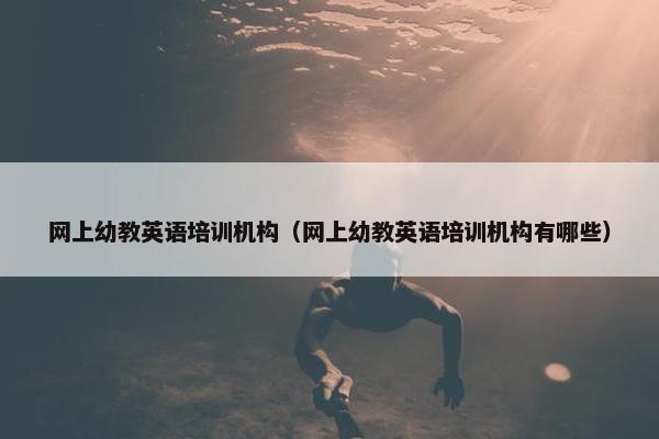 网上幼教英语培训机构（网上幼教英语培训机构有哪些）