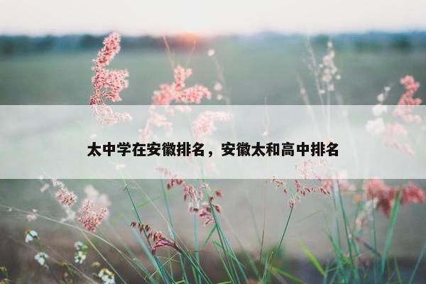 太中学在安徽排名，安徽太和高中排名