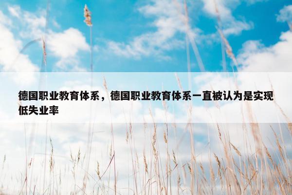 德国职业教育体系，德国职业教育体系一直被认为是实现低失业率