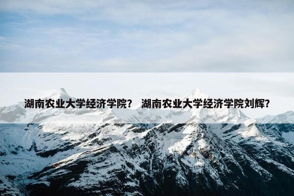 湖南农业大学经济学院？ 湖南农业大学经济学院刘辉？