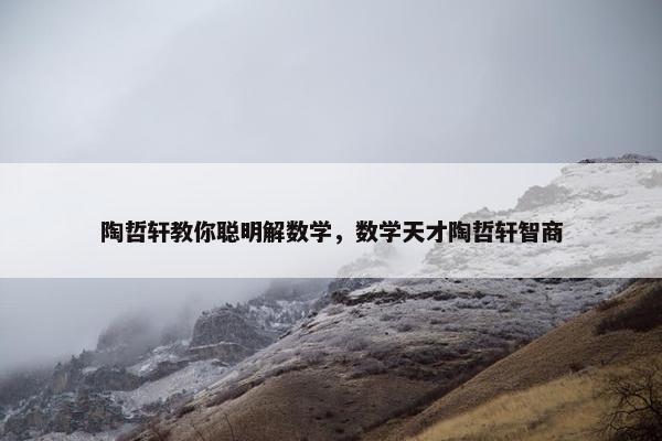 陶哲轩教你聪明解数学，数学天才陶哲轩智商