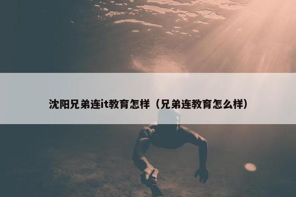 沈阳兄弟连it教育怎样（兄弟连教育怎么样）