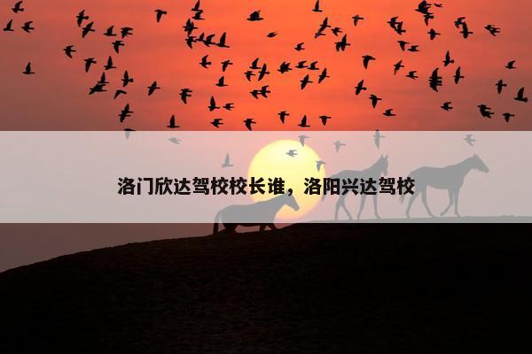 洛门欣达驾校校长谁，洛阳兴达驾校