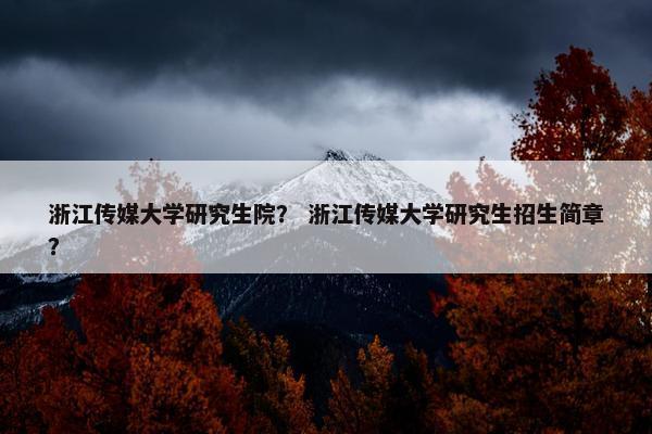浙江传媒大学研究生院？ 浙江传媒大学研究生招生简章？