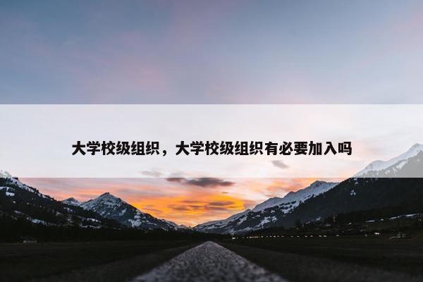 大学校级组织，大学校级组织有必要加入吗