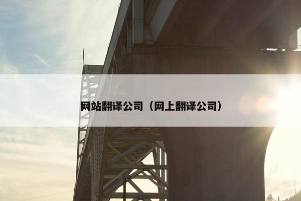 网站翻译公司（网上翻译公司）