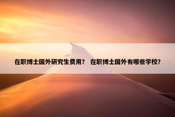 在职博士国外研究生费用？ 在职博士国外有哪些学校？
